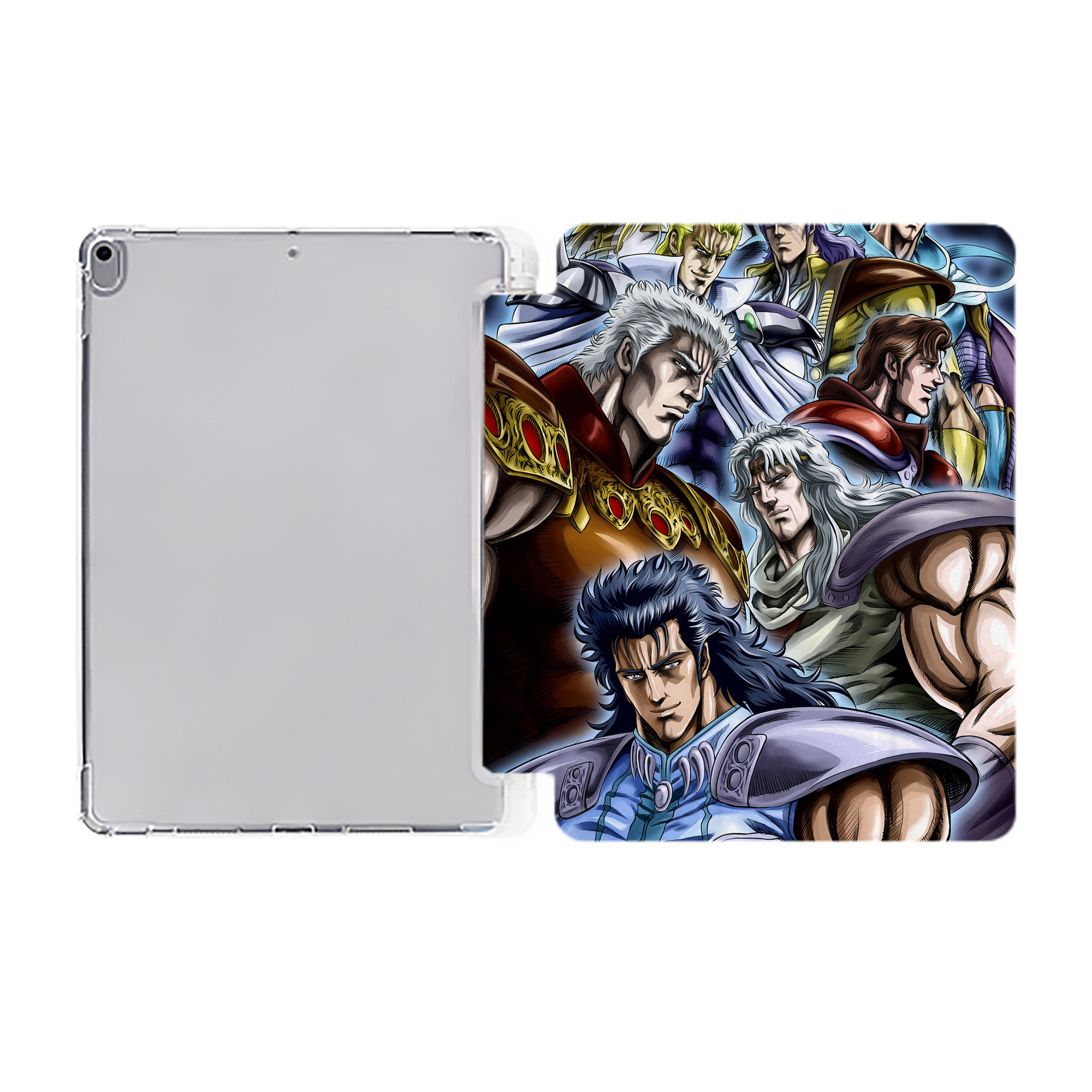 （画像用） 北斗の拳 Fist of the North Star IPad ケース ペン収納付き 三つ折りスタンド PUレザー×シリコン 対応機種9.5/10.5/10.9インチ